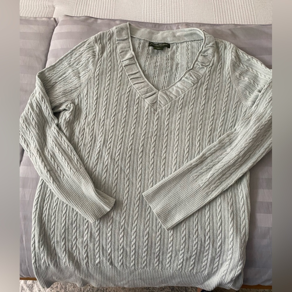 Eddie Bauer medium weight soft blue pullover sweater